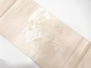 相良刺繍　地紙に花籠・古典柄模様　袋帯